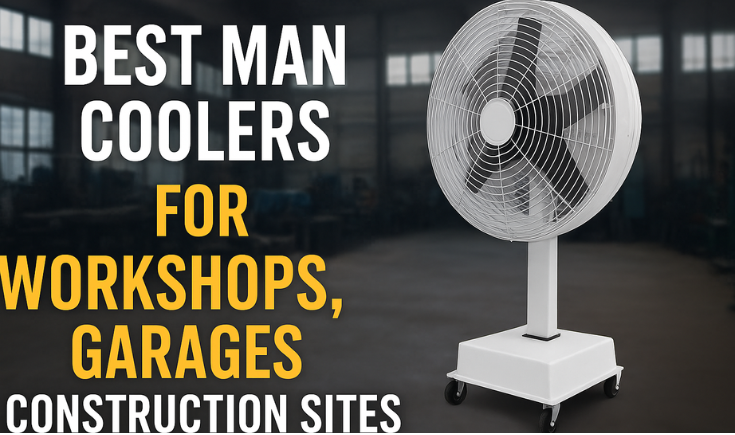Industrial man cooler on wheels for workshops, garages, and construction sites